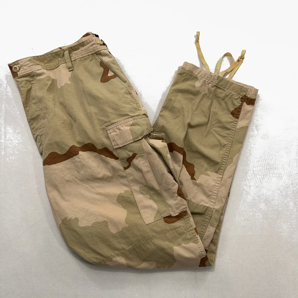 Military Cargo Pants Desert Camouflage Combat Ripstop Trousers Tan Men XL Long